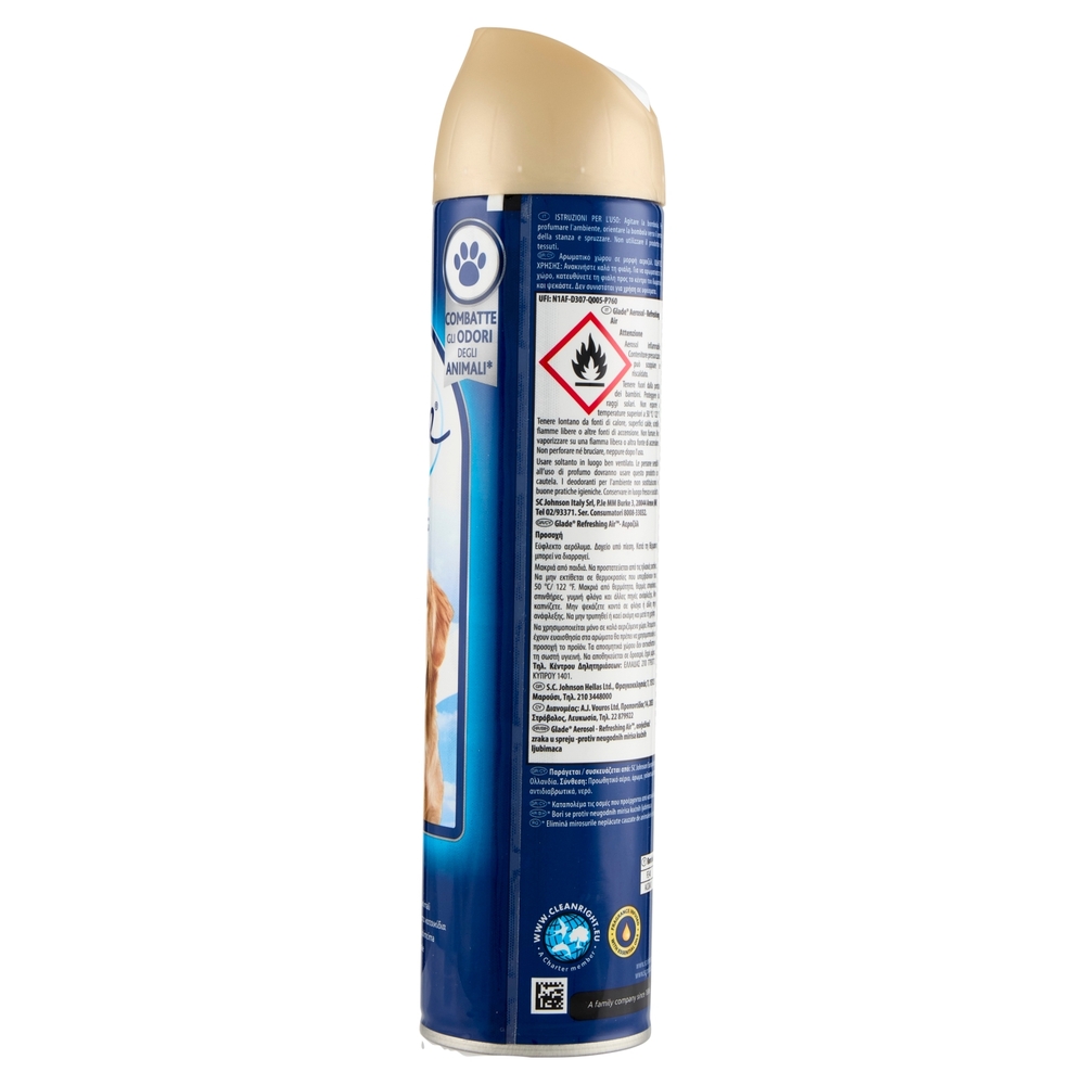 Glade Deodorante per Ambienti Spray Fragranza Refreshing Air™ Combatte odori animali domestici 300ml